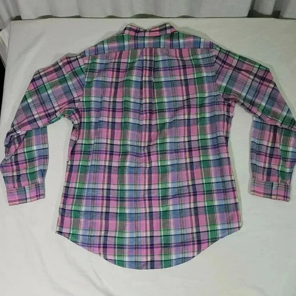 Ralph Lauren Polo Shirt Pink Multi-Color 100% Cotton Shirt Casual Size XL Custom